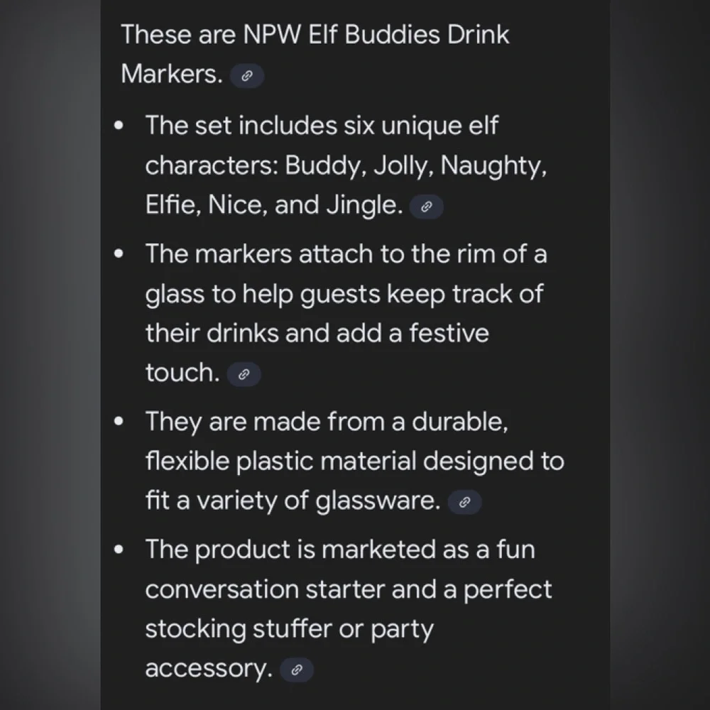 NPW ELF BUDDIES (6) drink markers NWT